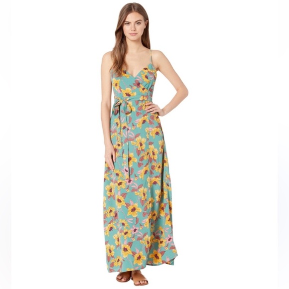 Flynne Skye Anderson Wrap Maxi Floral Tropical Beautiful Figure Flattering Dress - Picture 1 of 12